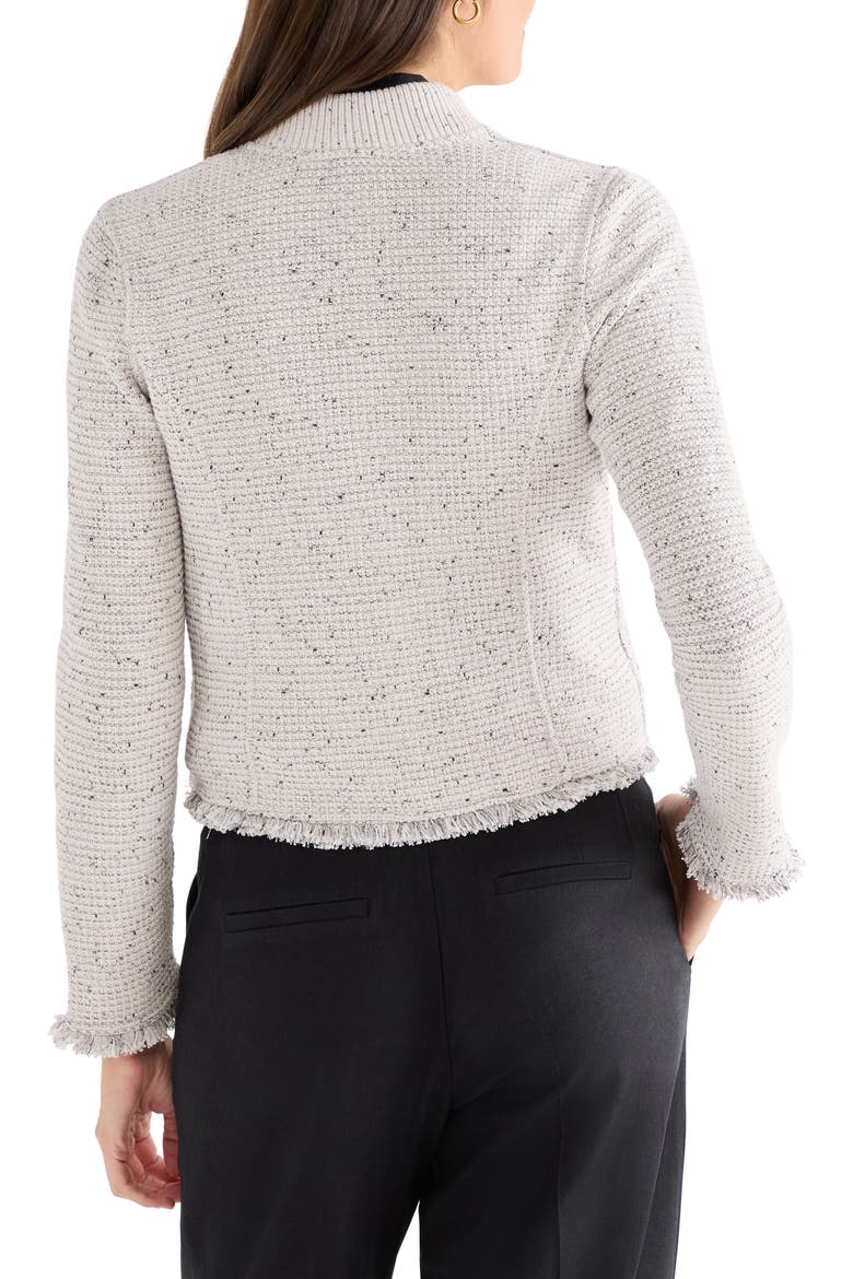 Fringe Mix Knit Bomber Jacket, Alternate, color, SUGAR COOKIE