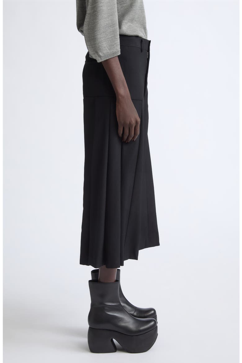 Wool Gabardine Pleated Wide Leg Pants, Alternate, color, BLACK