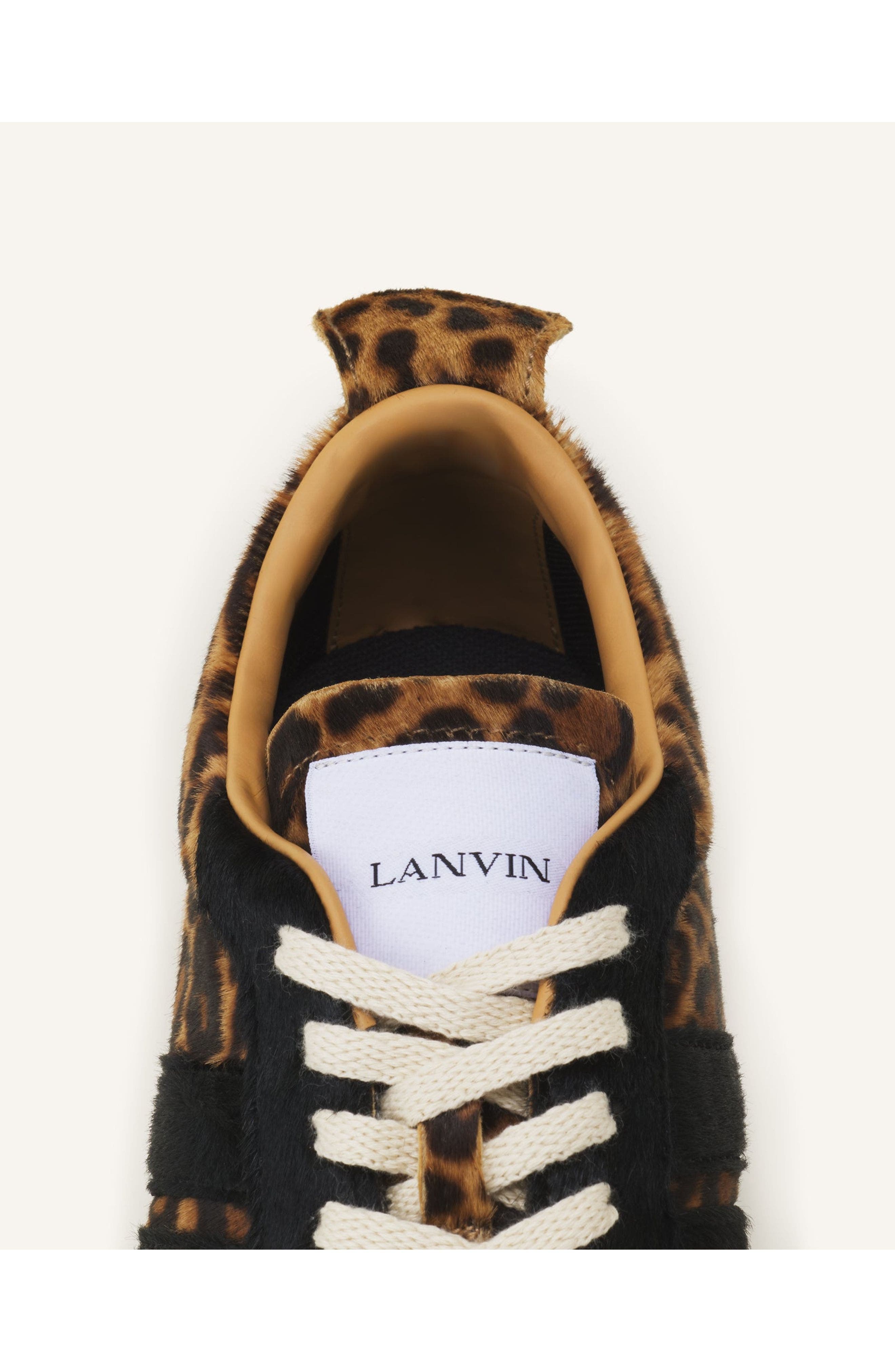 Lanvin Leopard Print Bumpr Sneakers In Pony, Alternate, color, Beige/Black