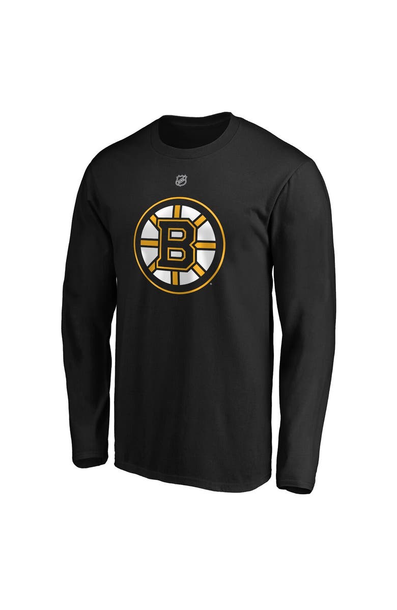 FANATICS Men's Fanatics Branded David Pastrnak Black Boston Bruins Authentic Stack Name & Number Long Sleeve T-Shirt, Alternate, color,