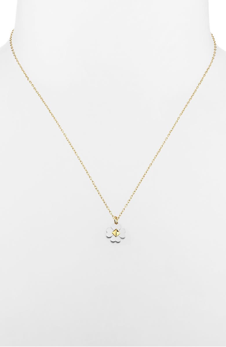 Kate Spade New York two-tone clover pendant necklace, Alternate, color, 