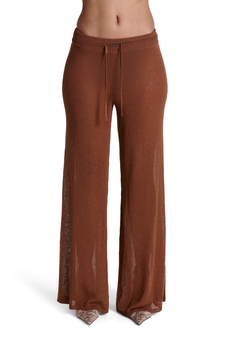 Naked Wardrobe Oversize Wide Leg Knit Pants, Main, color, Pecan Brown