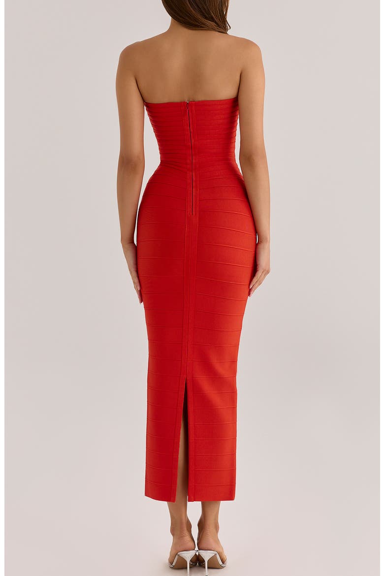 The Sweetheart Strapless Bandage Dress, Alternate, color, RED