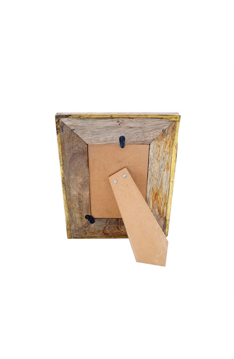 Foreside Home and Garden 4 x 6 inch Decorative Distressed Hammered Brass Metal Picture Frame, Alternate, color, Gold
