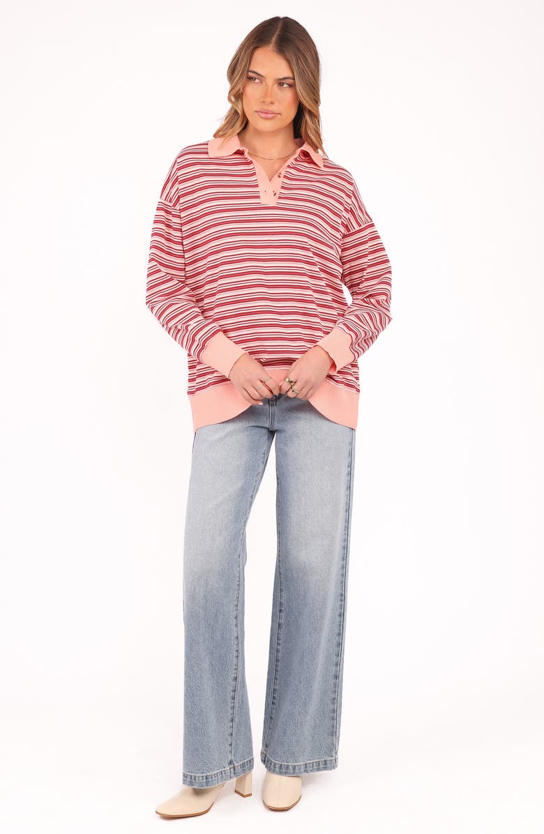 Petal & Pup Beau Stripe Long Sleeve Polo, Alternate, color, Pink Stripe