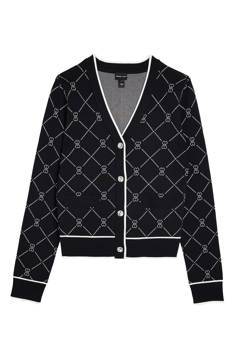 River Island Argyle Heart Cardigan, Alternate, color, Black