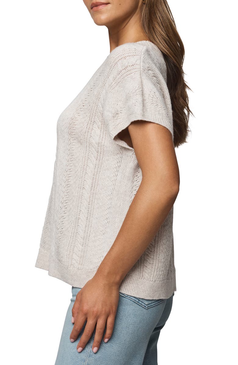 Splendid Raelynn Short Sleeve Pointelle Sweater, Alternate, color, Pale Oak Heather