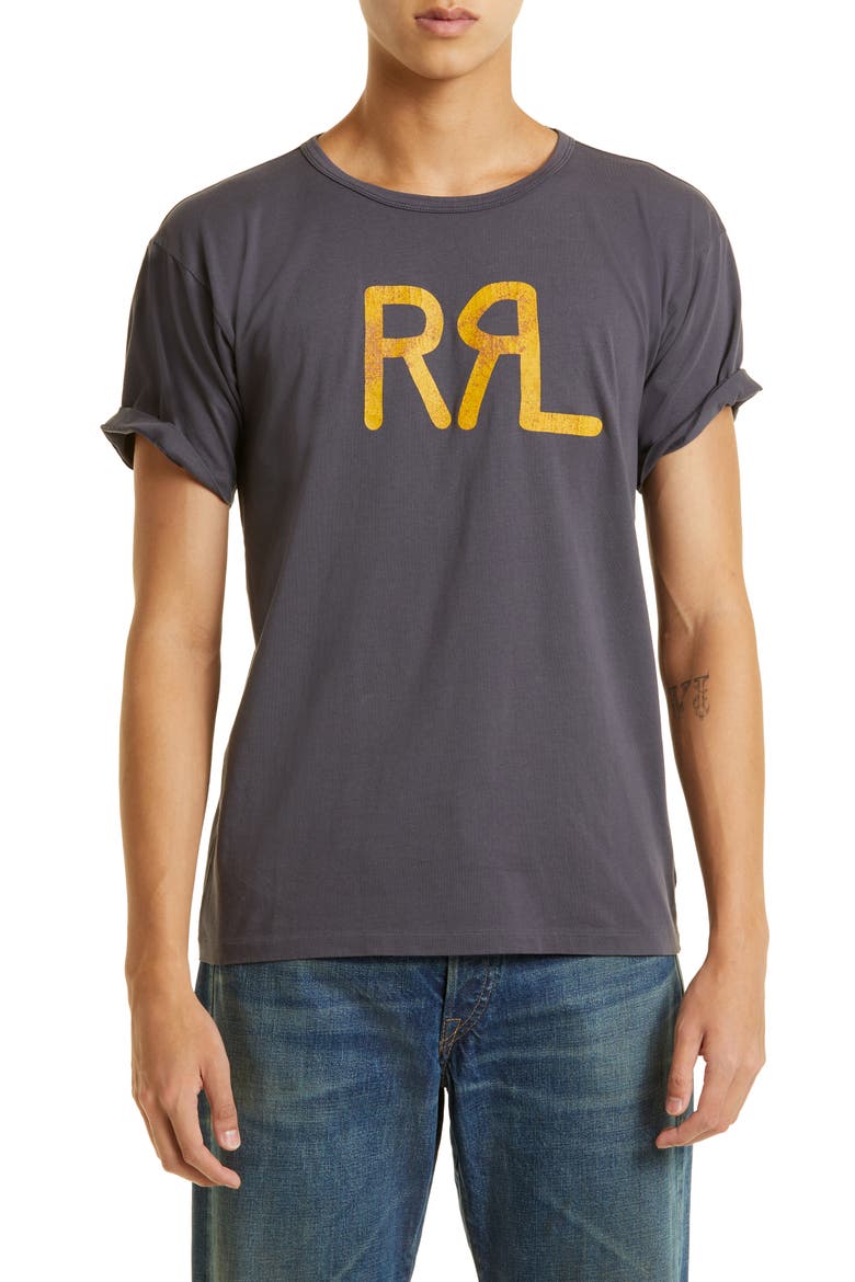 RRL Logo Graphic Tee, Main, color, NAVY