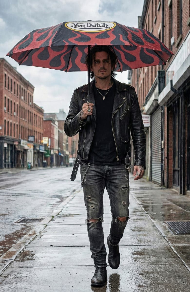 Von Dutch Compact Automatic Umbrella, Strong & Portable, Alternate, color, Nitro