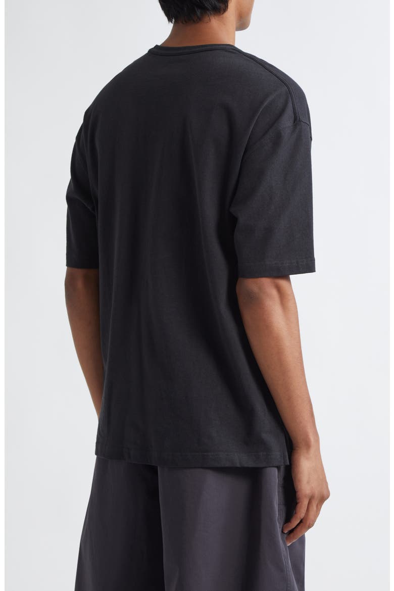 Boxy Cotton & Linen T-Shirt, Alternate, color, JET BLACK