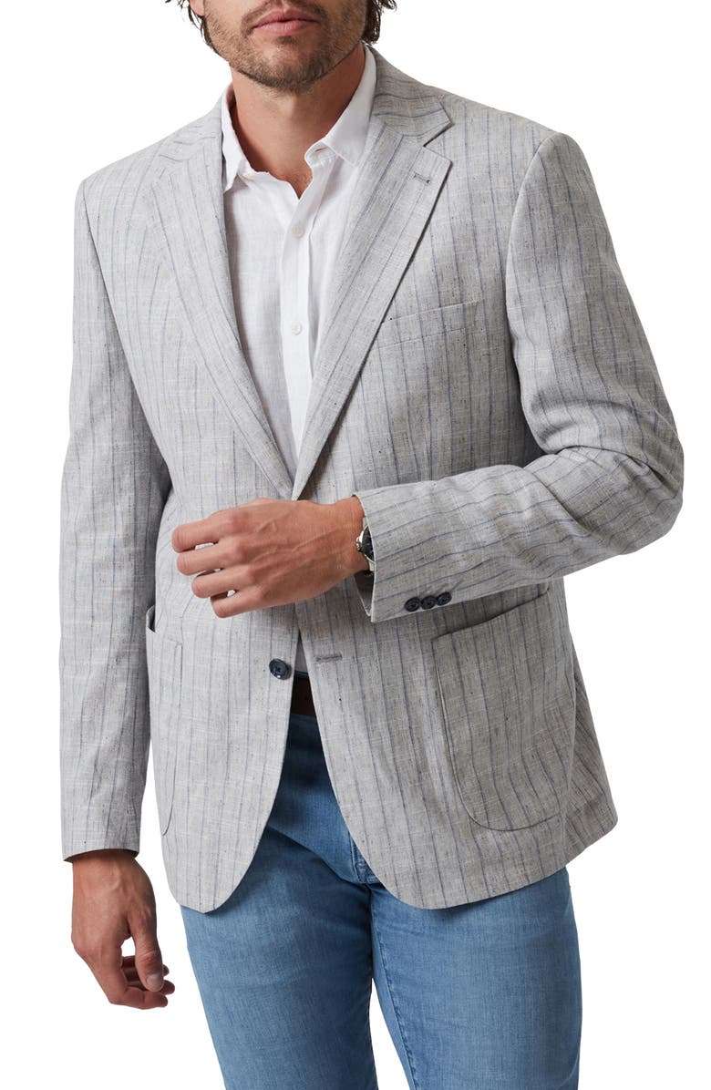 34 Heritage Matteo Check & Stripe Sport Coat, Main, color, Grey Melange