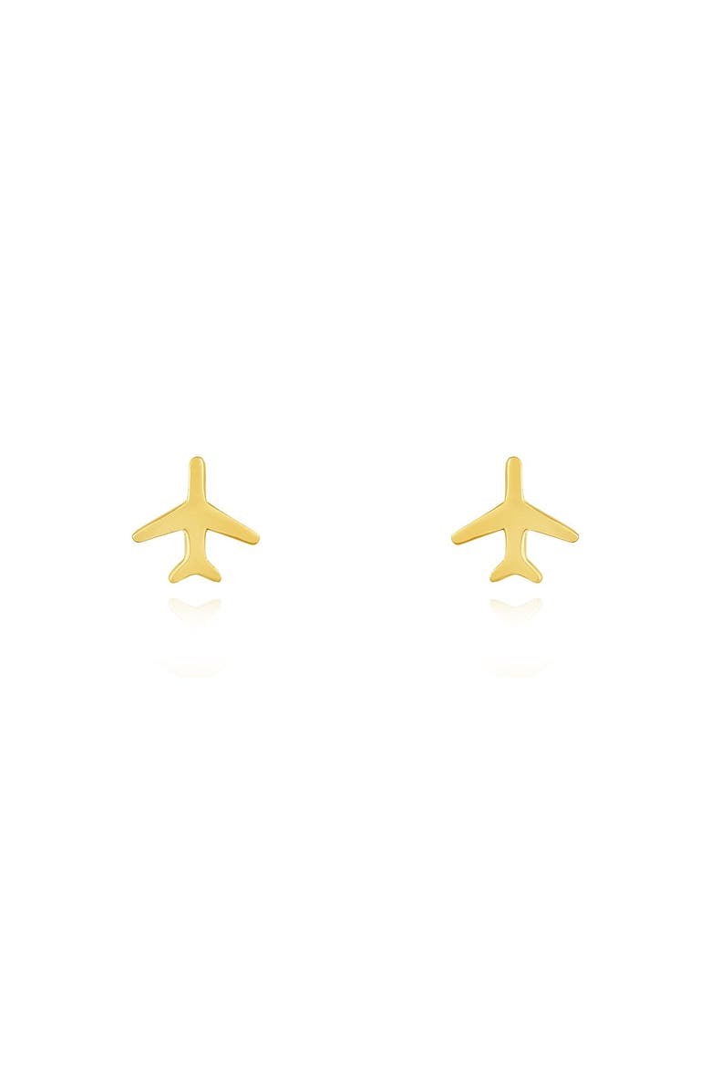 Gold Airplane Stud Earrings, Alternate, color, Yellow Gold