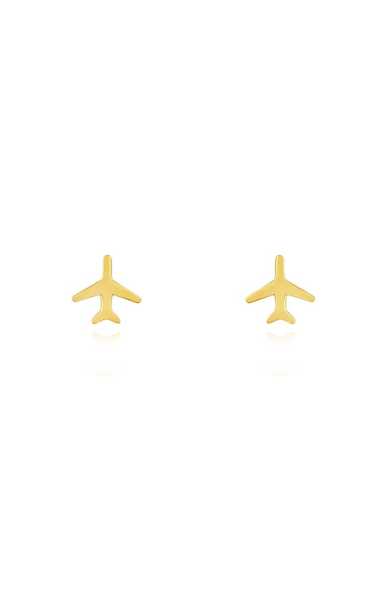 The Lovery Fine Jewelry Gold Airplane Stud Earrings, Alternate, color, Yellow Gold