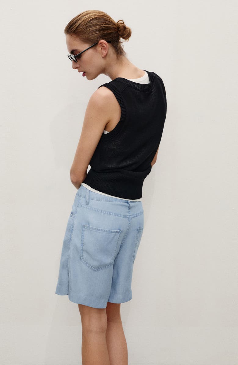 MANGO Maddy High Waist Bermuda Denim Shorts, Alternate, color, Medium Blue