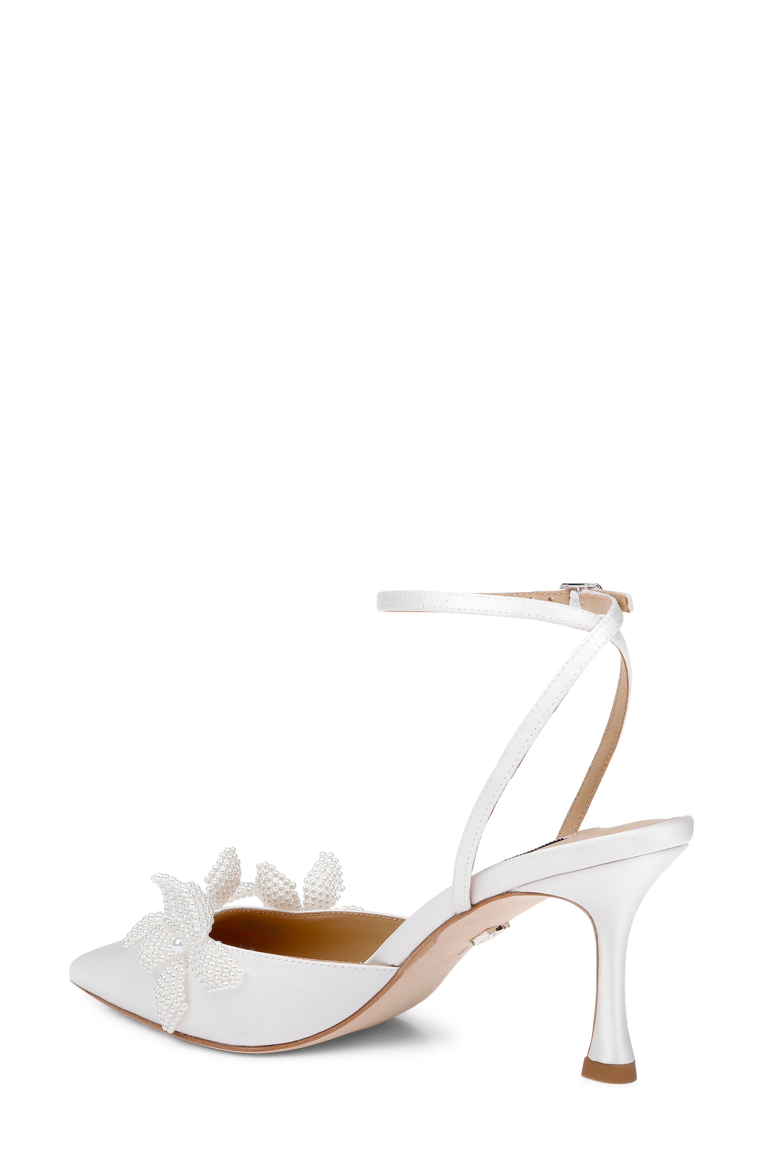 Badgley Mischka Collection Whitman Ankle Strap Pointed Toe Pump, Alternate, color, White Satin