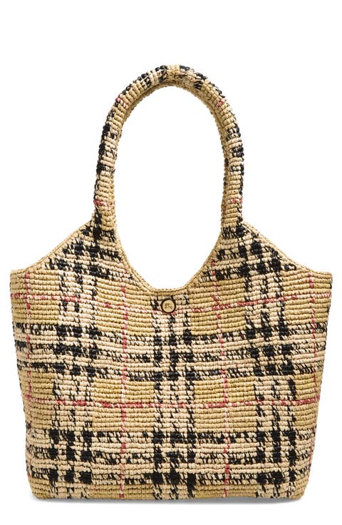 Small Margate Check Raffia Tote