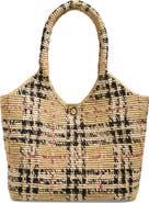Burberry Small Margate Check Raffia Tote