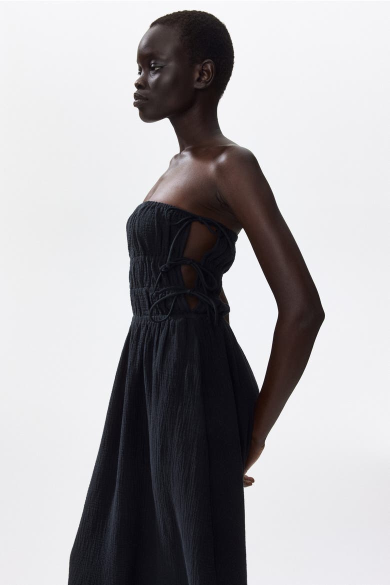 Muslin Bandeau Dress, Alternate, color, Black
