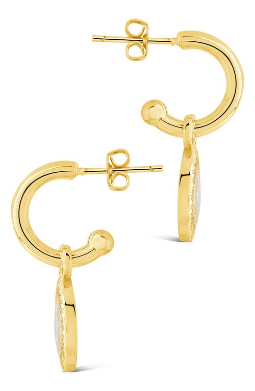 Sterling Forever Calla Cz Charm Drop Hoop Earrings In Gold