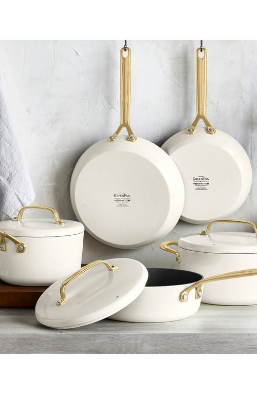 Greenpan Gp5 Infinite8 11-piece Anodized Aluminum Ceramic Nonstick Cookware Set With Champagne Handl In Cream