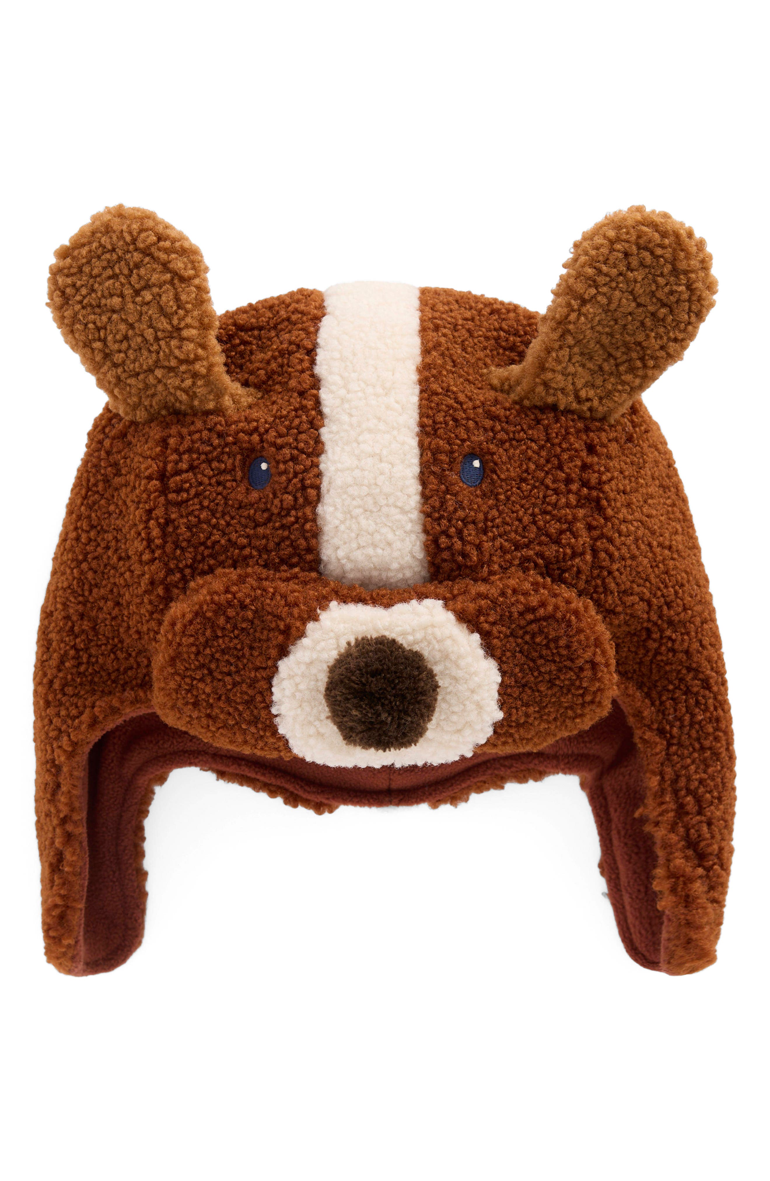 Boden Kids' Novelty Trapper Brown Dog
