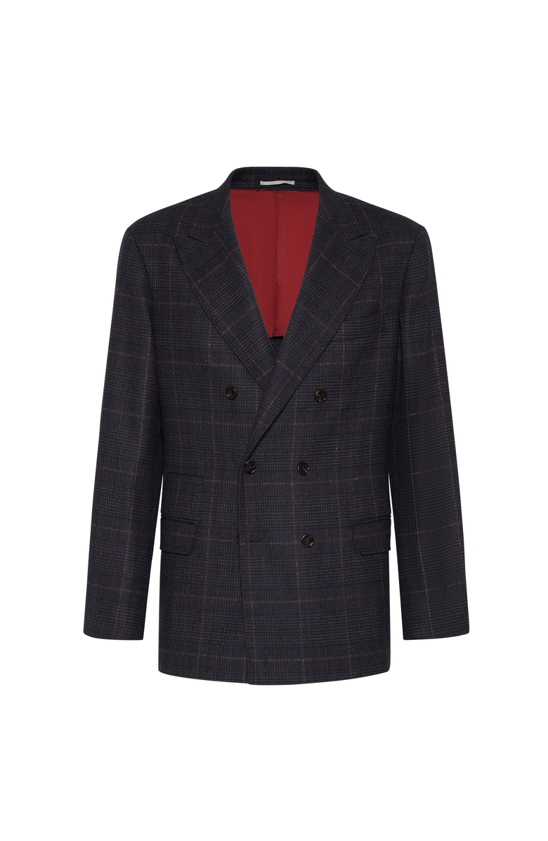 Brunello Cucinelli Prince of Wales deconstructed blazer, Main, color, Anthracite