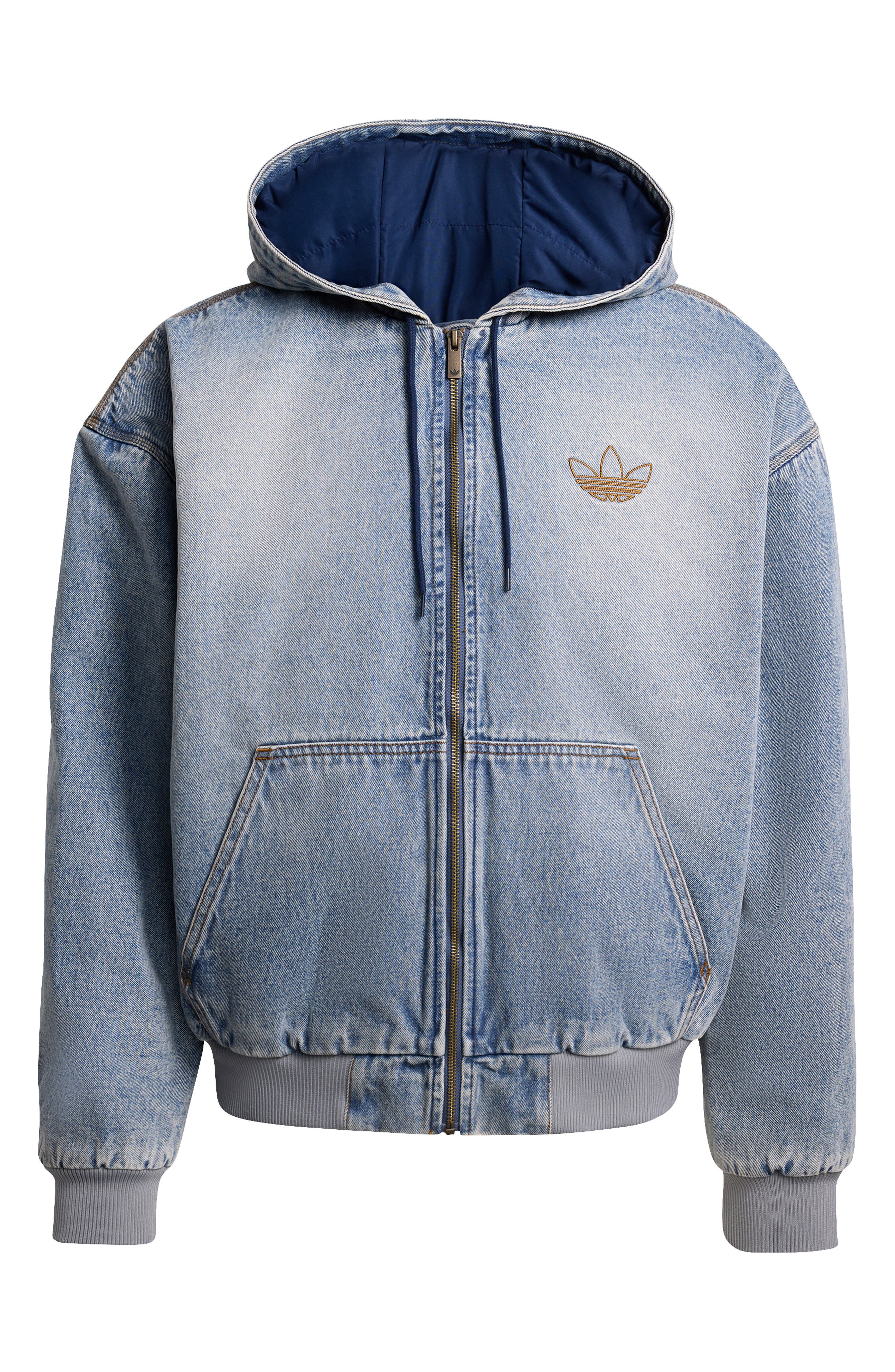 originals DENIM HOODIE アディダスオリジナルス adidas Denim Hooded Bomber Jacket (Men) | Nordstrom