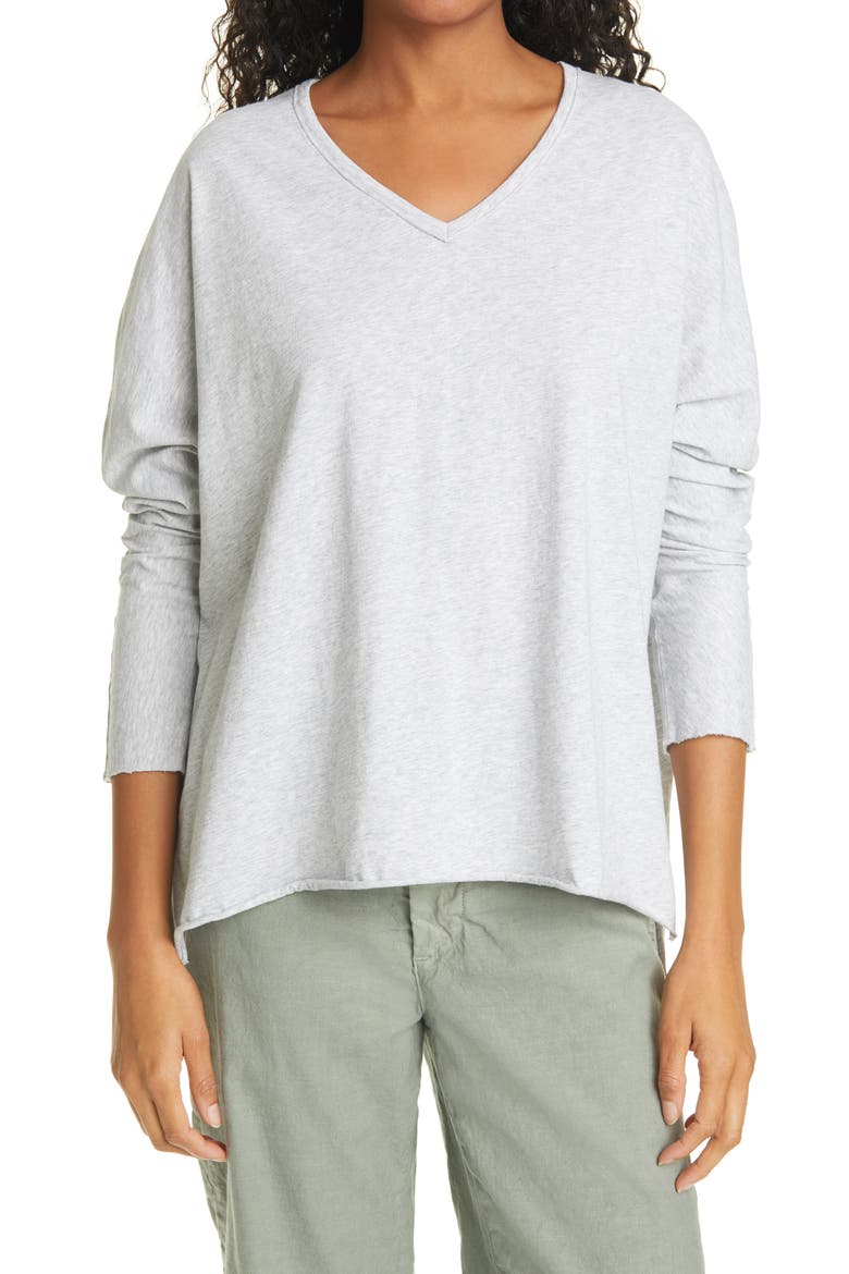 V-Neck Long Sleeve T-Shirt, Main, color, GREY MELANGE