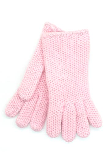 Portolano Honeycomb Knit Wool Blend Gloves In Pink