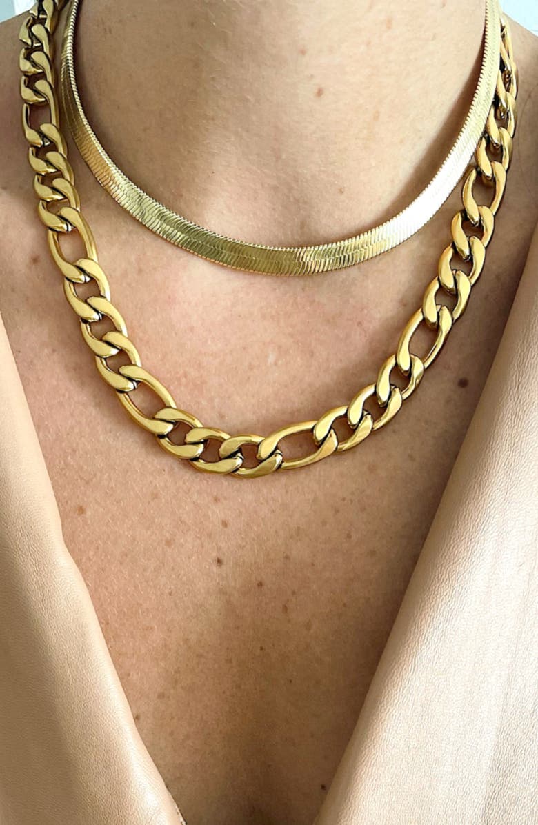 Adornia Set of 2 Chunky Chain Necklaces, Alternate, color, Gold