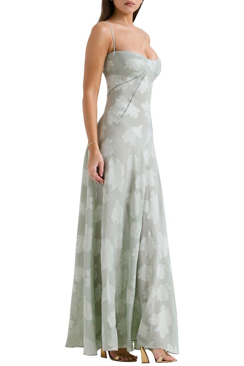 Seren Blush Sheer Lace-Up Back Gown, Alternate, color, AQUA