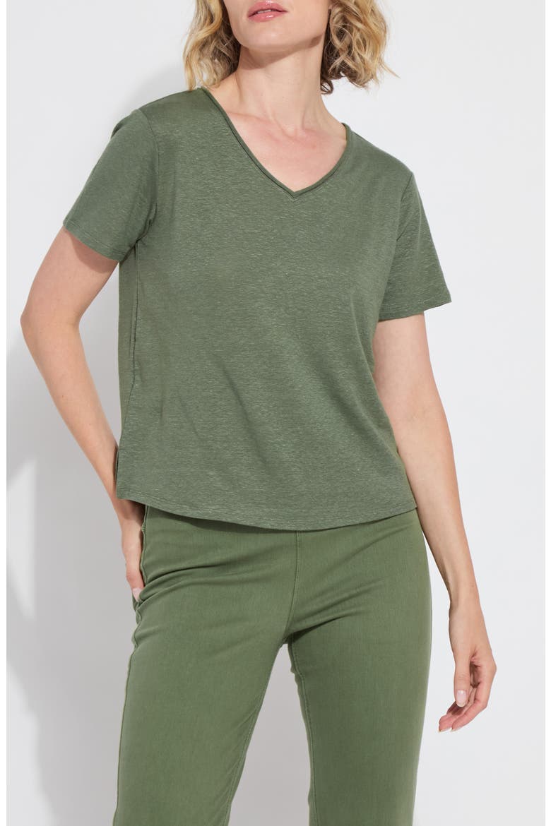 Cyrus Box Cut V-Neck T-Shirt, Main, color, STONE GREEN