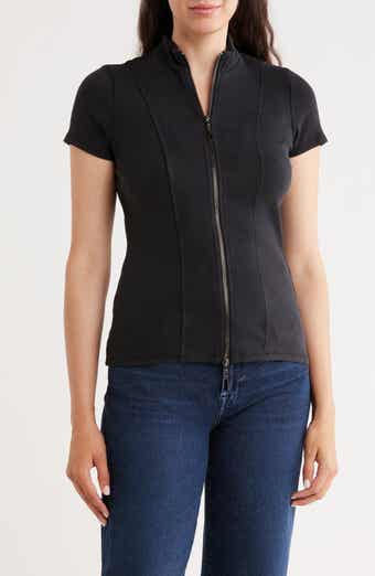 CYRUS Short Sleeve Zip Up Top