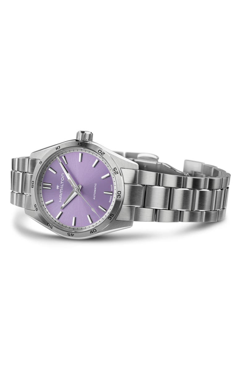 Hamilton Jazzmaster Performer Automatic Bracelet Watch, 34mm, Alternate, color, Silver/ Purple