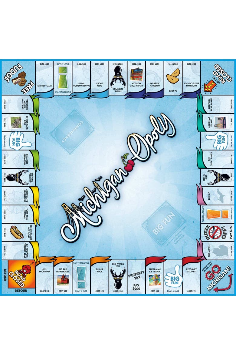 Michigan Opoly Board Game, Alternate, color, Multicolored