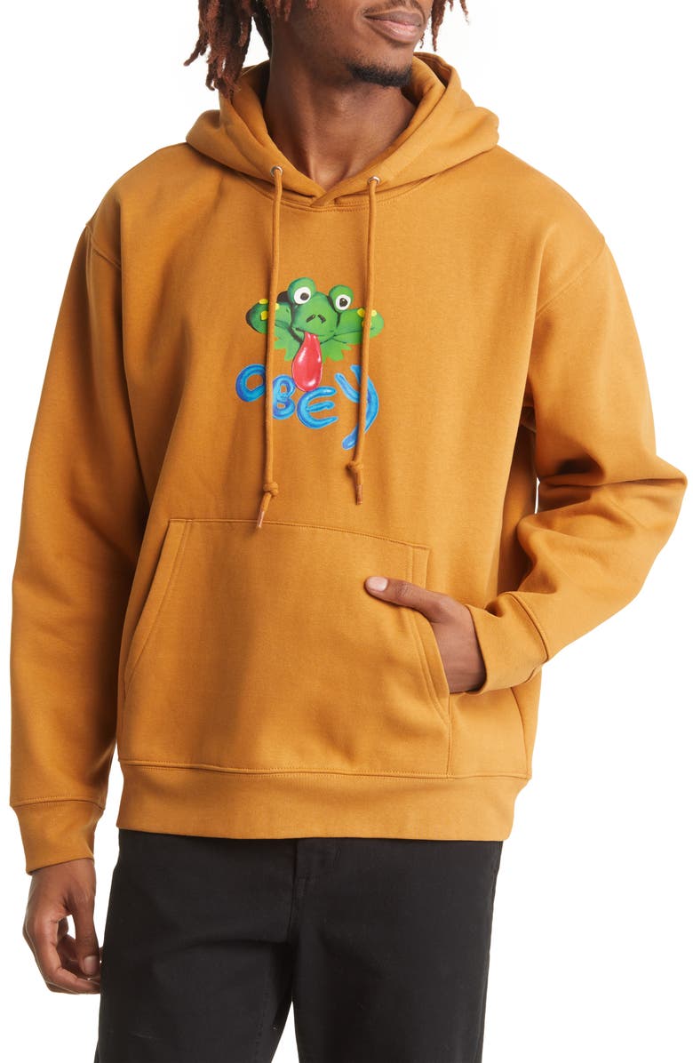 Obey Clay Frog Cotton Blend Graphic Hoodie, Main, color,