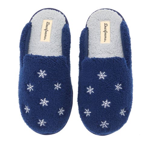 Dearfoams Teddy Tab Scuff Slipper In Blue