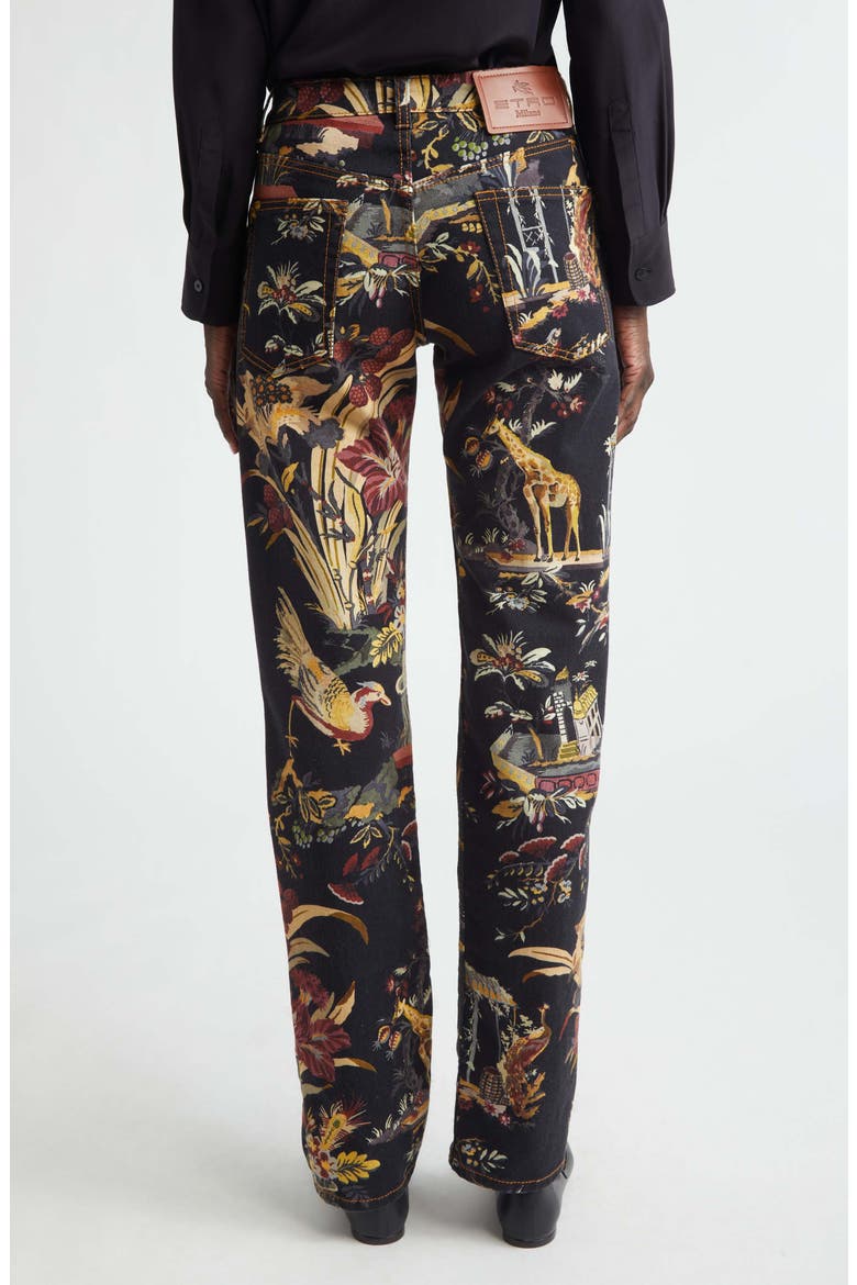 Floral Stretch Jeans, Alternate, color, BLACK