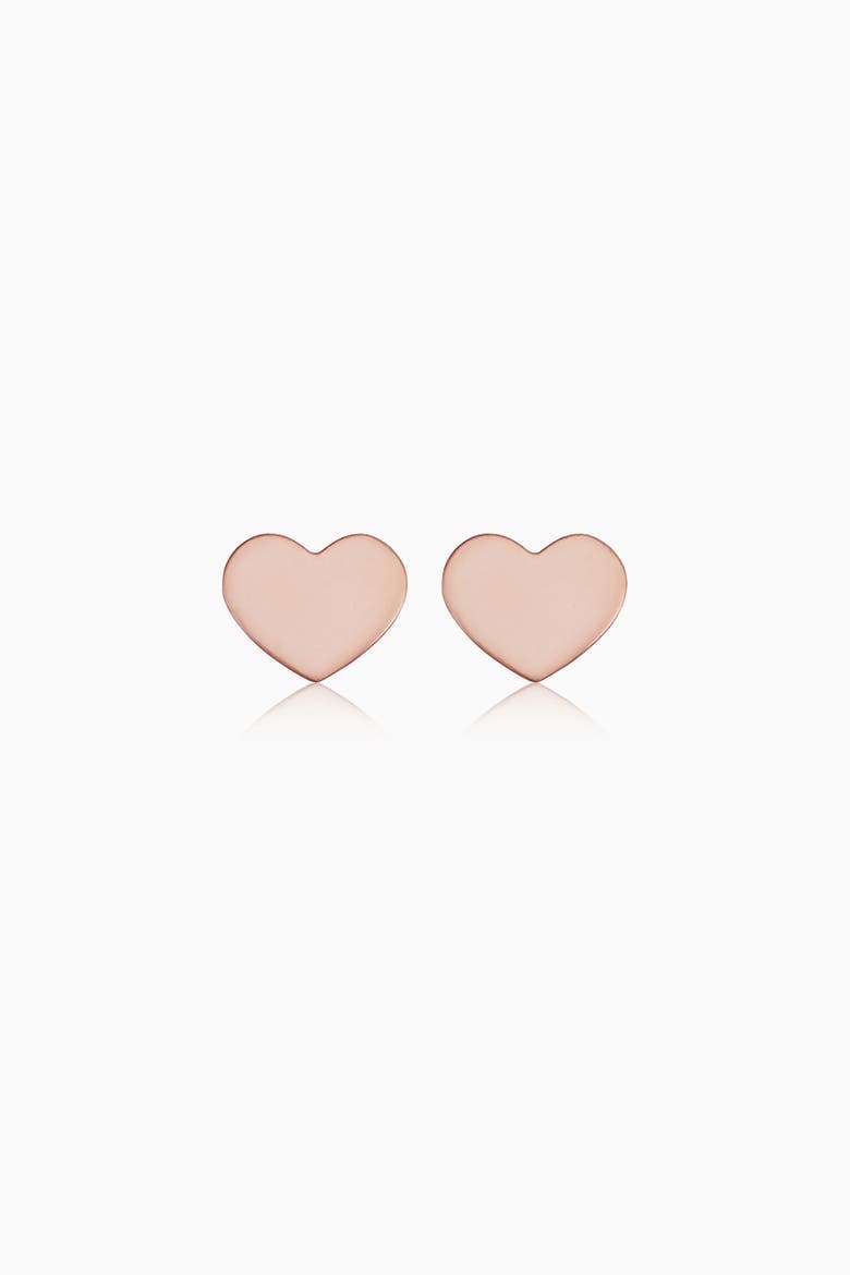 14K Rose Gold Petite Heart Studs, Main, color, Rose Gold