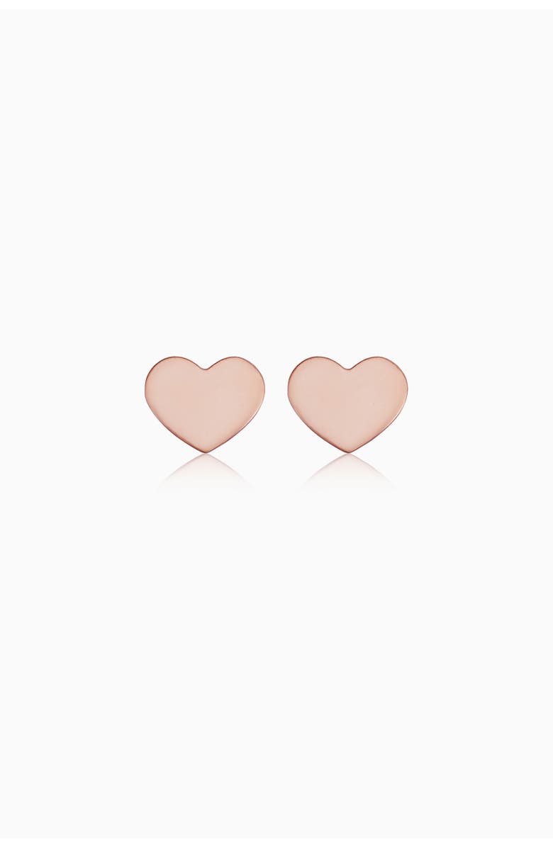 Oradina 14K Rose Gold Petite Heart Studs, Main, color, Rose Gold
