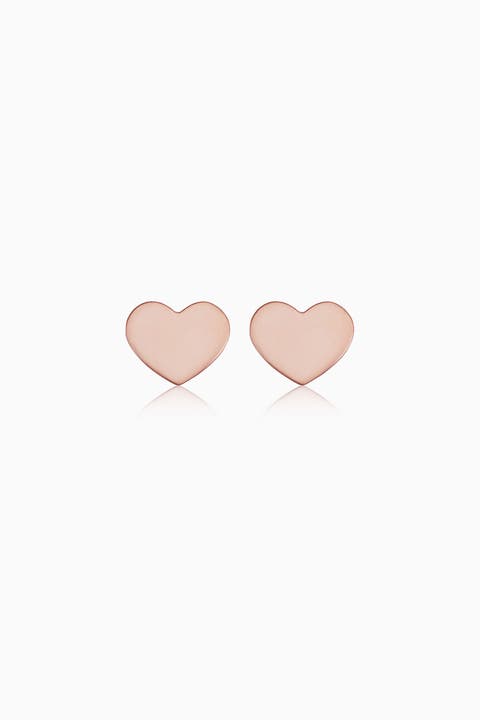 14K Rose Gold Petite Heart Studs