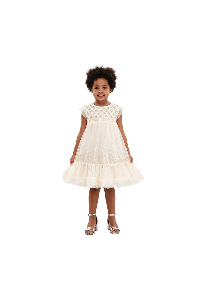 Renoria Lace Sparkle Dress, Alternate, color, Beige