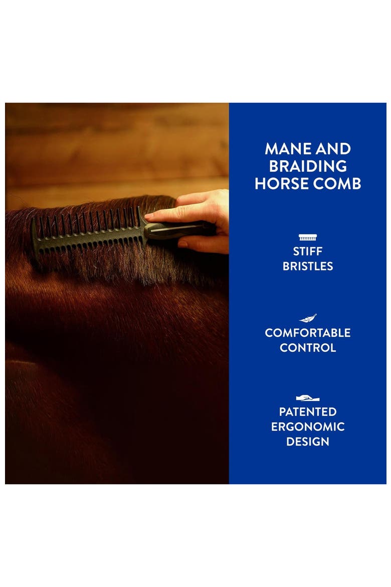 Equine Mane and Tail Grooming Comb with Handle for Braiding and Grooming Horses, Alternate, color, Black