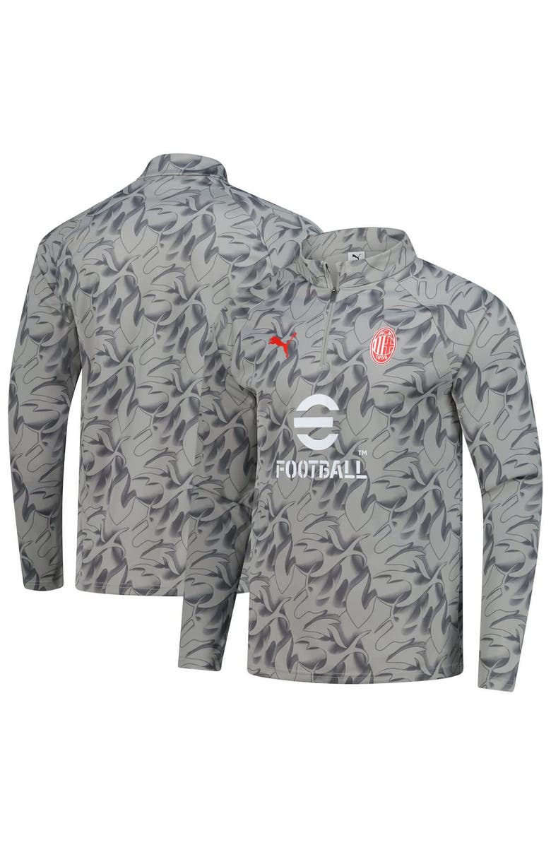 PUMA Men's Puma Gray AC Milan 2025/26 Pre-Match dryCell Quarter-Zip Top, Main, color, Gray