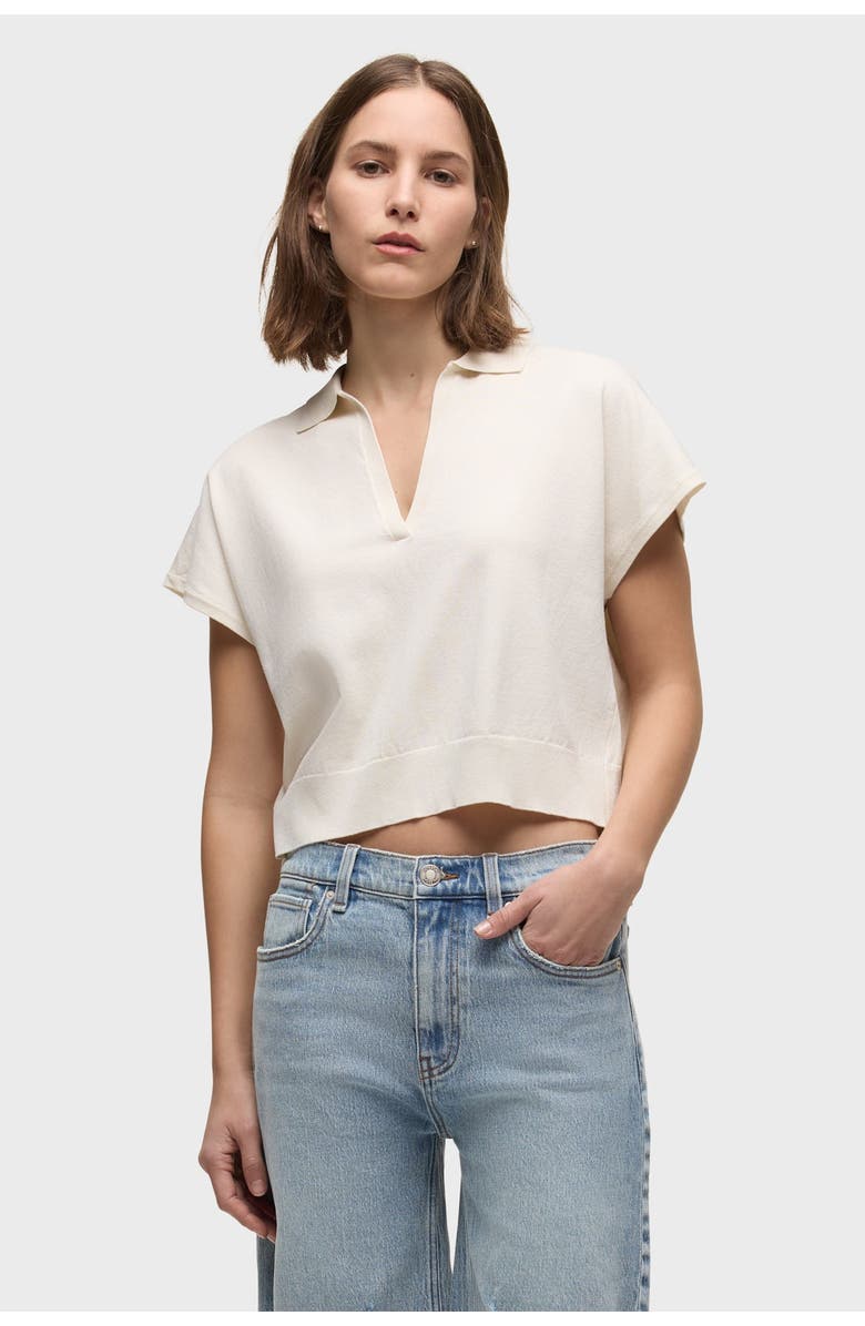 Hudson Jeans draped collared sweater, Main, color, Ecru