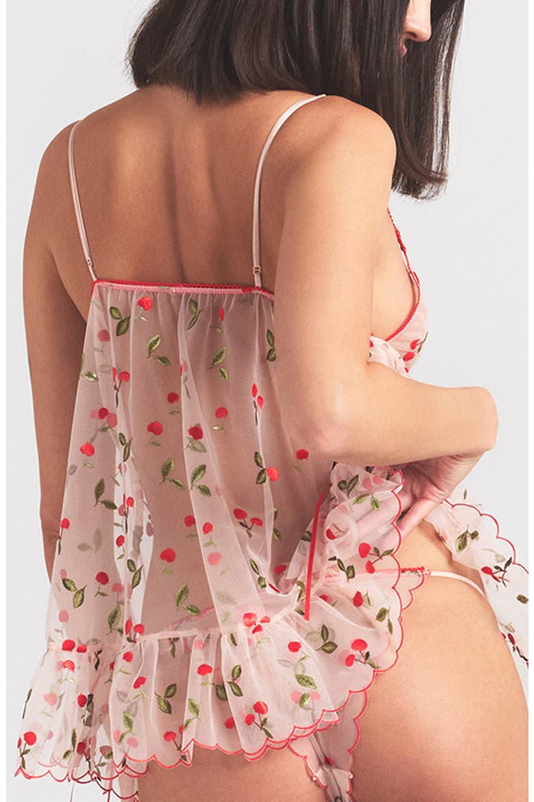 Embroidered Tulle Chemise & Tanga, Alternate, color, PRIMROSE CHERRY TULLE