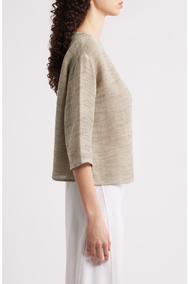 Bateau Neck Organic Linen Blend Top, Alternate, color, NATURAL WHITE