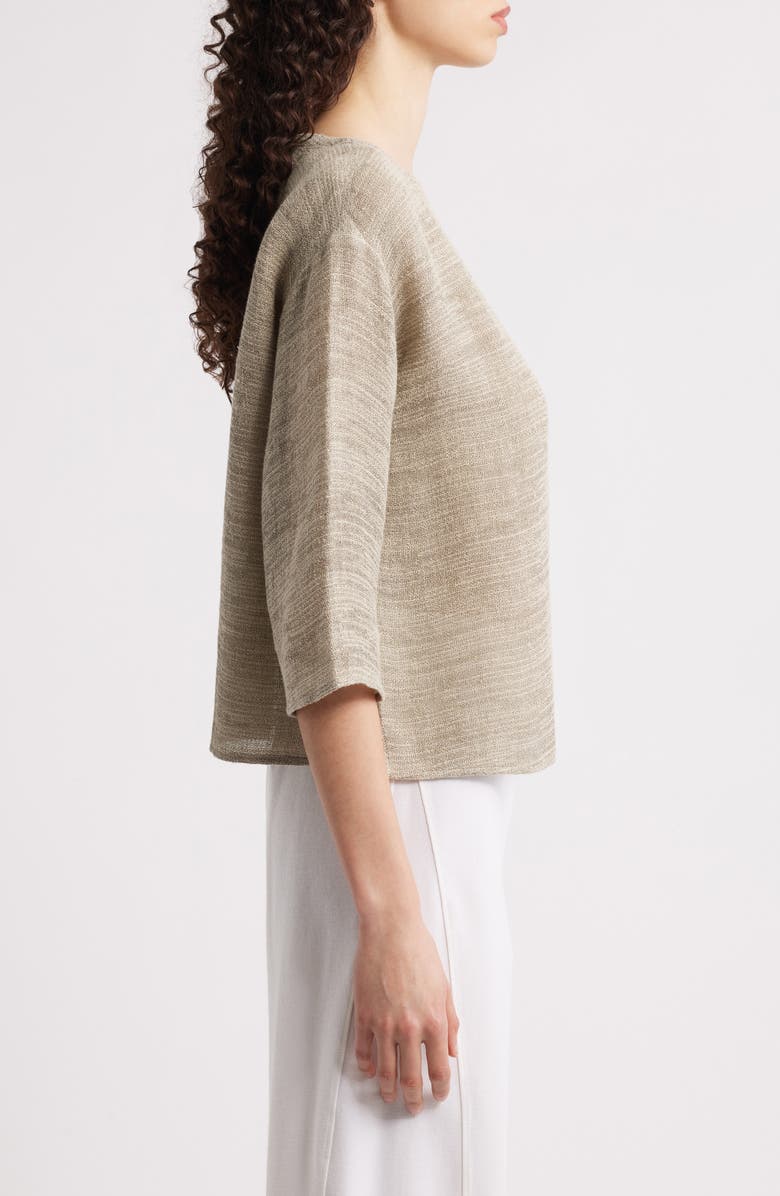 Eileen Fisher Bateau Neck Organic Linen Blend Top, Alternate, color, Natural White