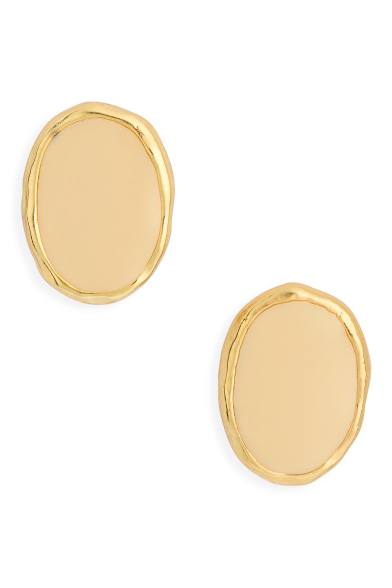 Enamel Oval Stud Earrings, Main, color, GOLD