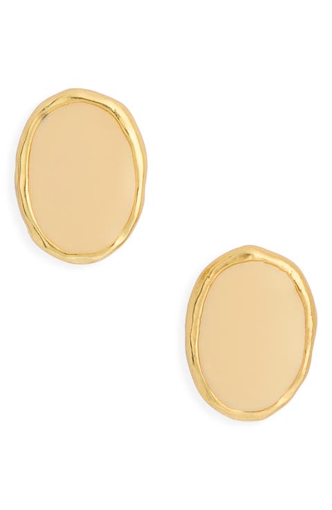 Enamel Oval Stud Earrings